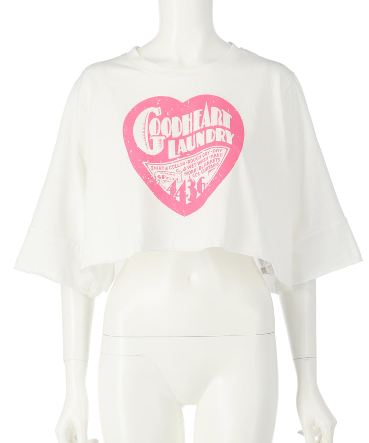 クロップド ハート プリント ロゴ Tシャツ 153-5792