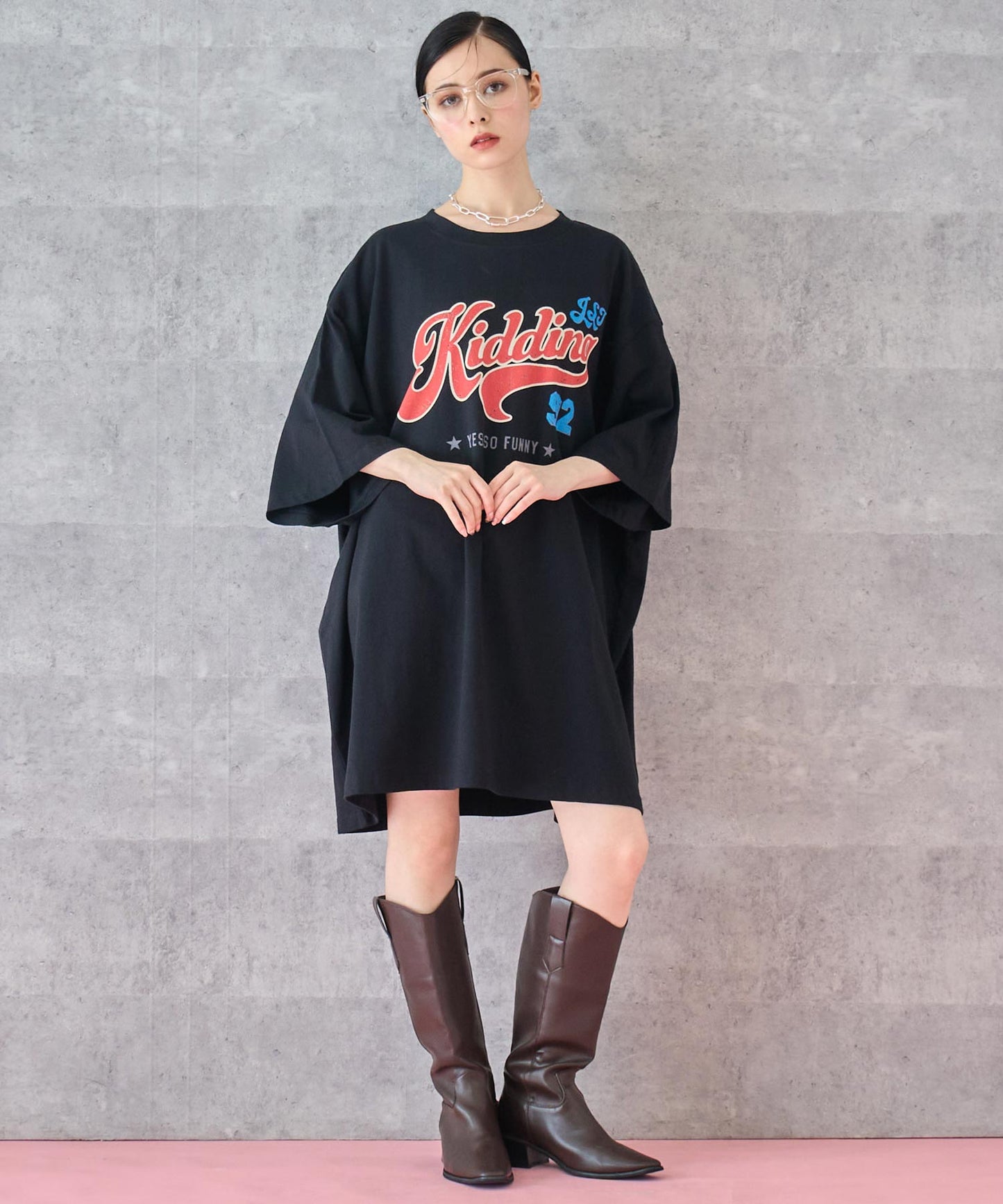 レトロ POP ロゴ プリント ビッグ Tシャツ 153-5800