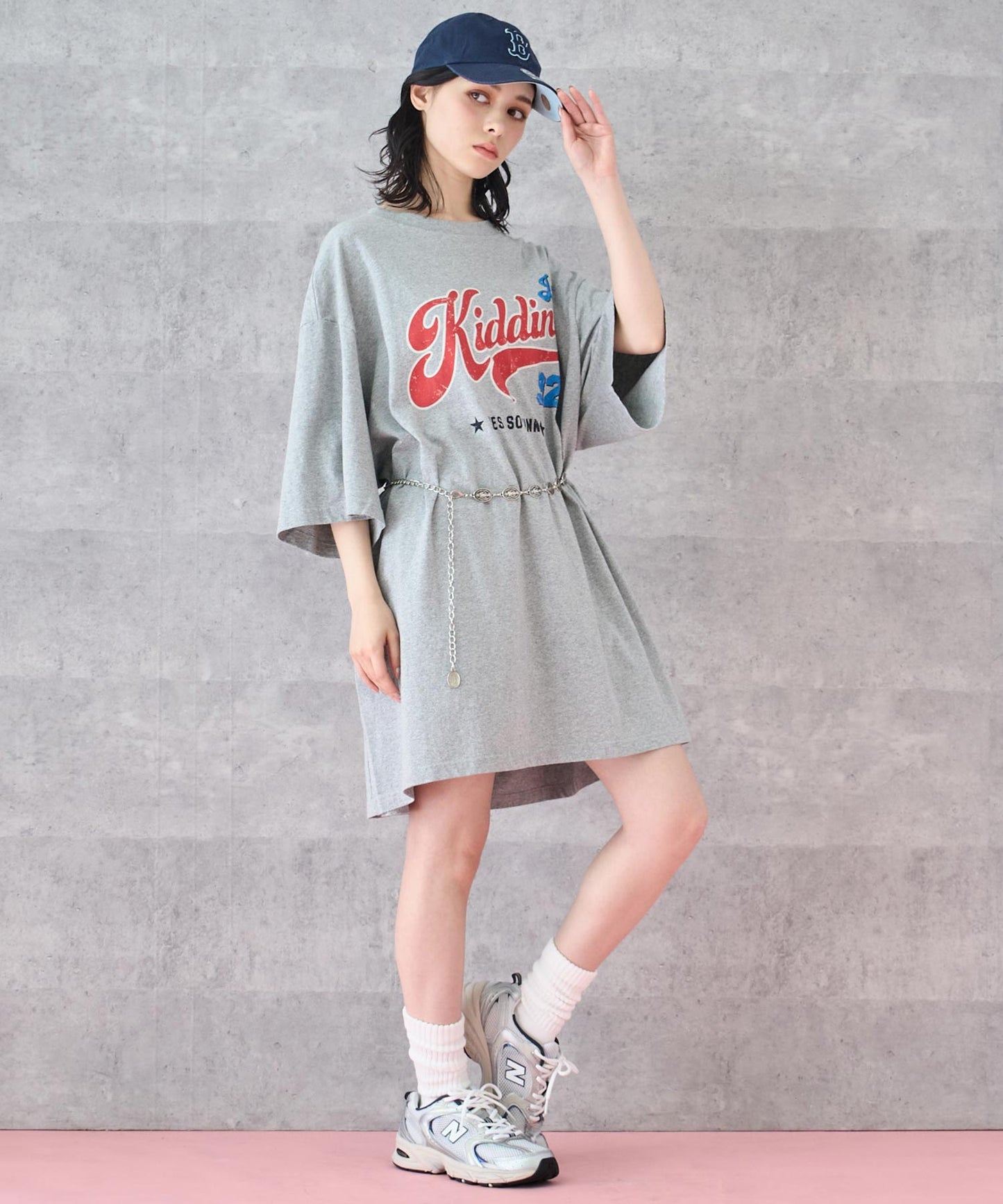 レトロ POP ロゴ プリント ビッグ Tシャツ 153-5800