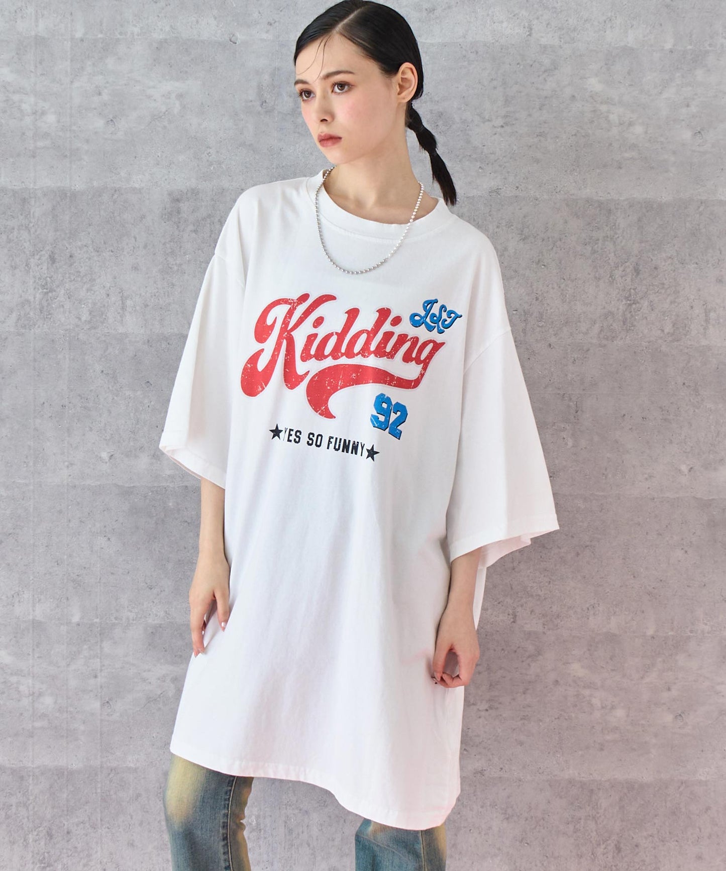 レトロ POP ロゴ プリント ビッグ Tシャツ 153-5800