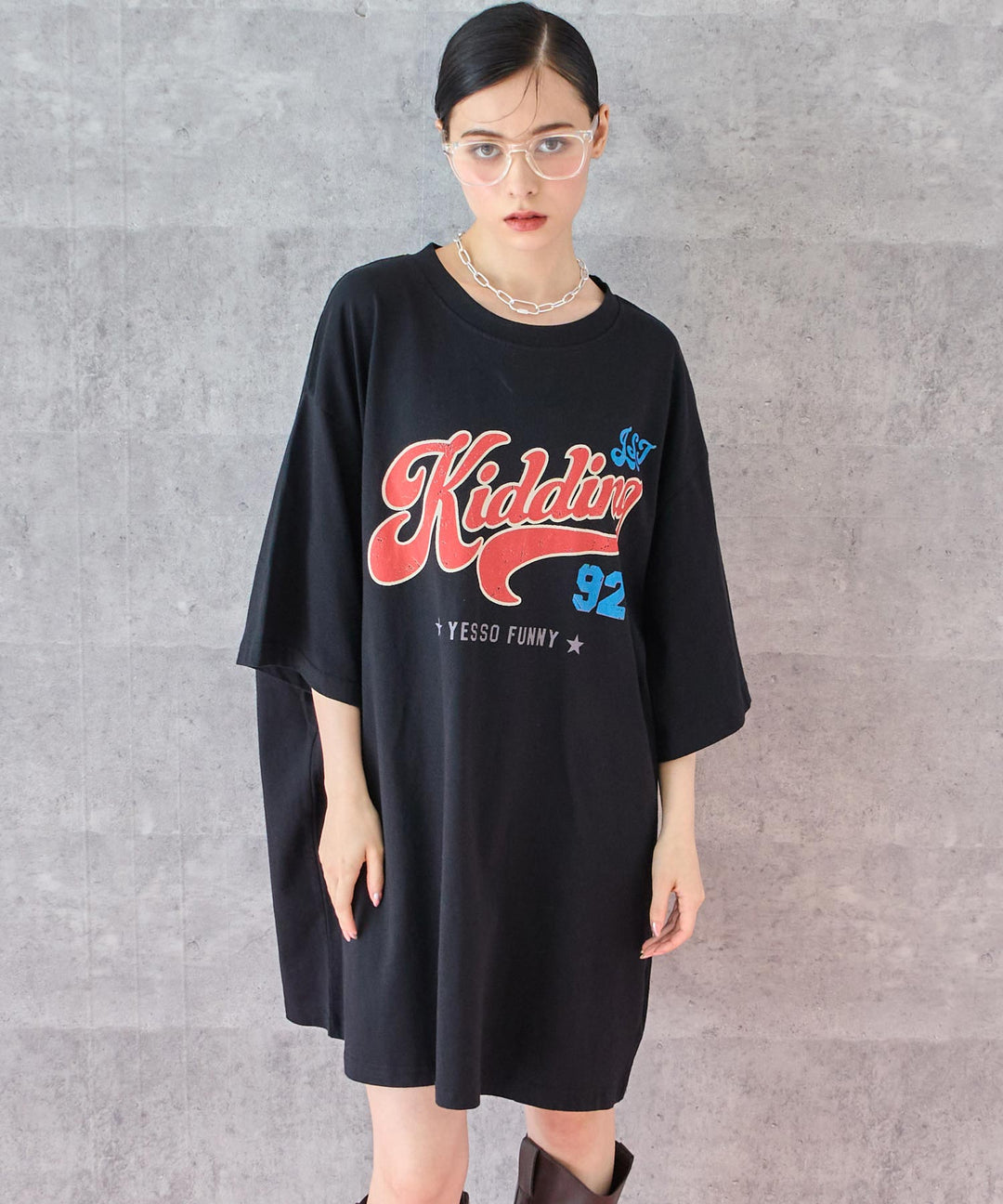 レトロ POP ロゴ プリント ビッグ Tシャツ 153-5800