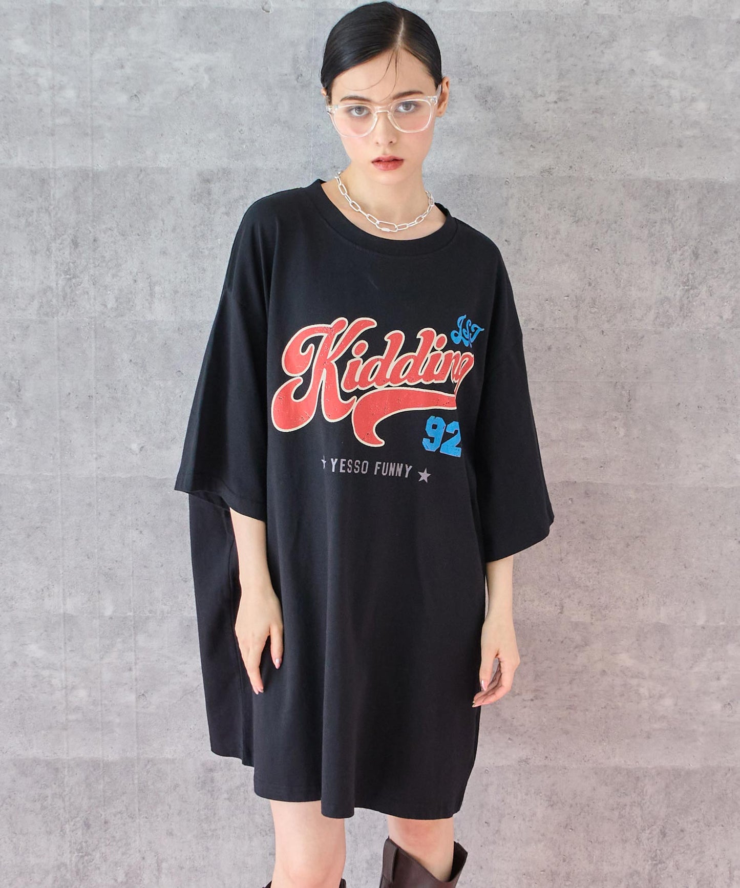 レトロ POP ロゴ プリント ビッグ Tシャツ 153-5800