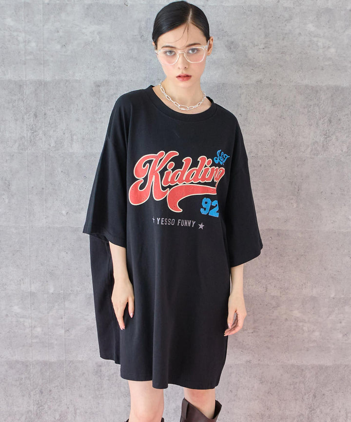 レトロ POP ロゴ プリント ビッグ Tシャツ 153-5800