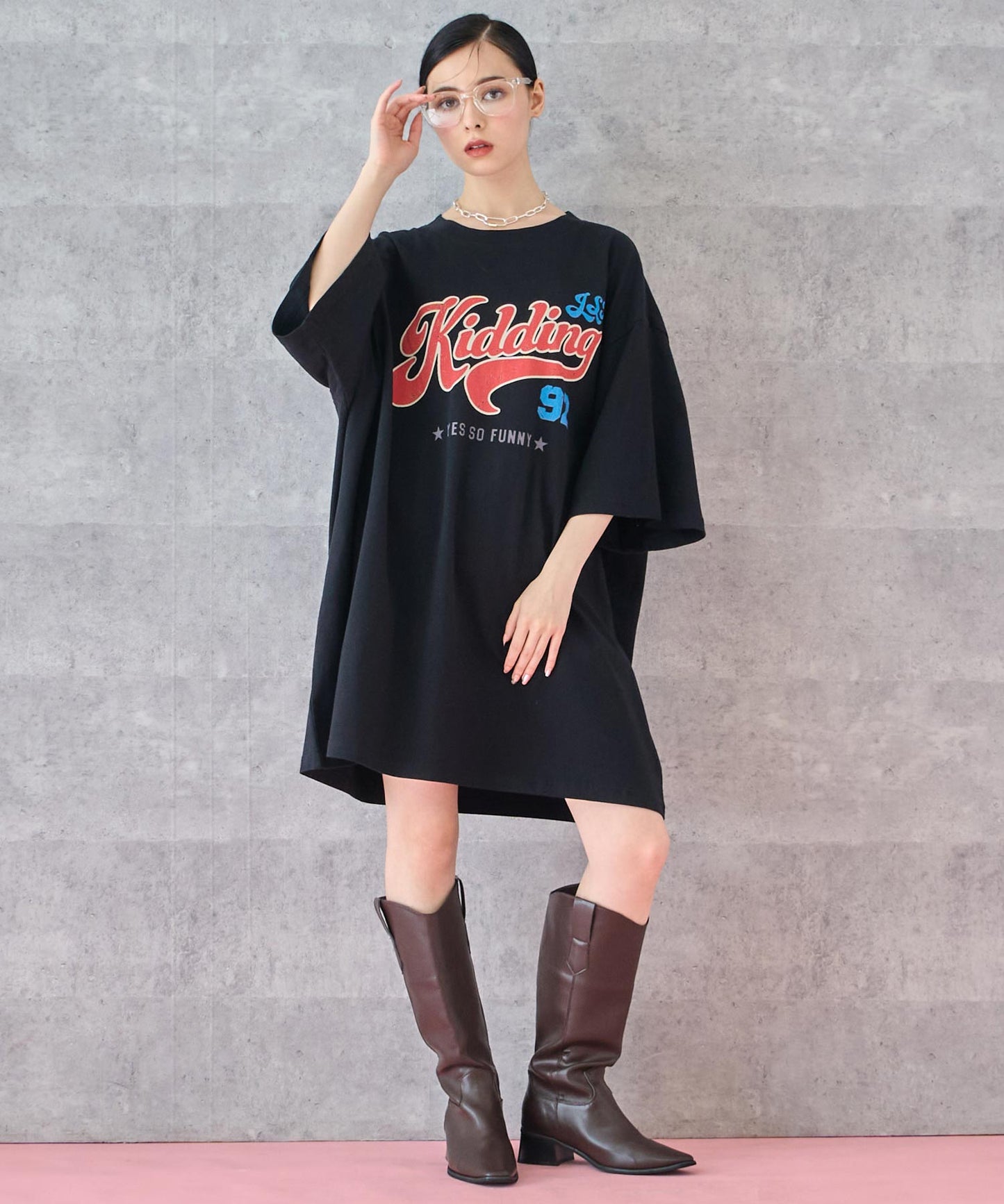 レトロ POP ロゴ プリント ビッグ Tシャツ 153-5800
