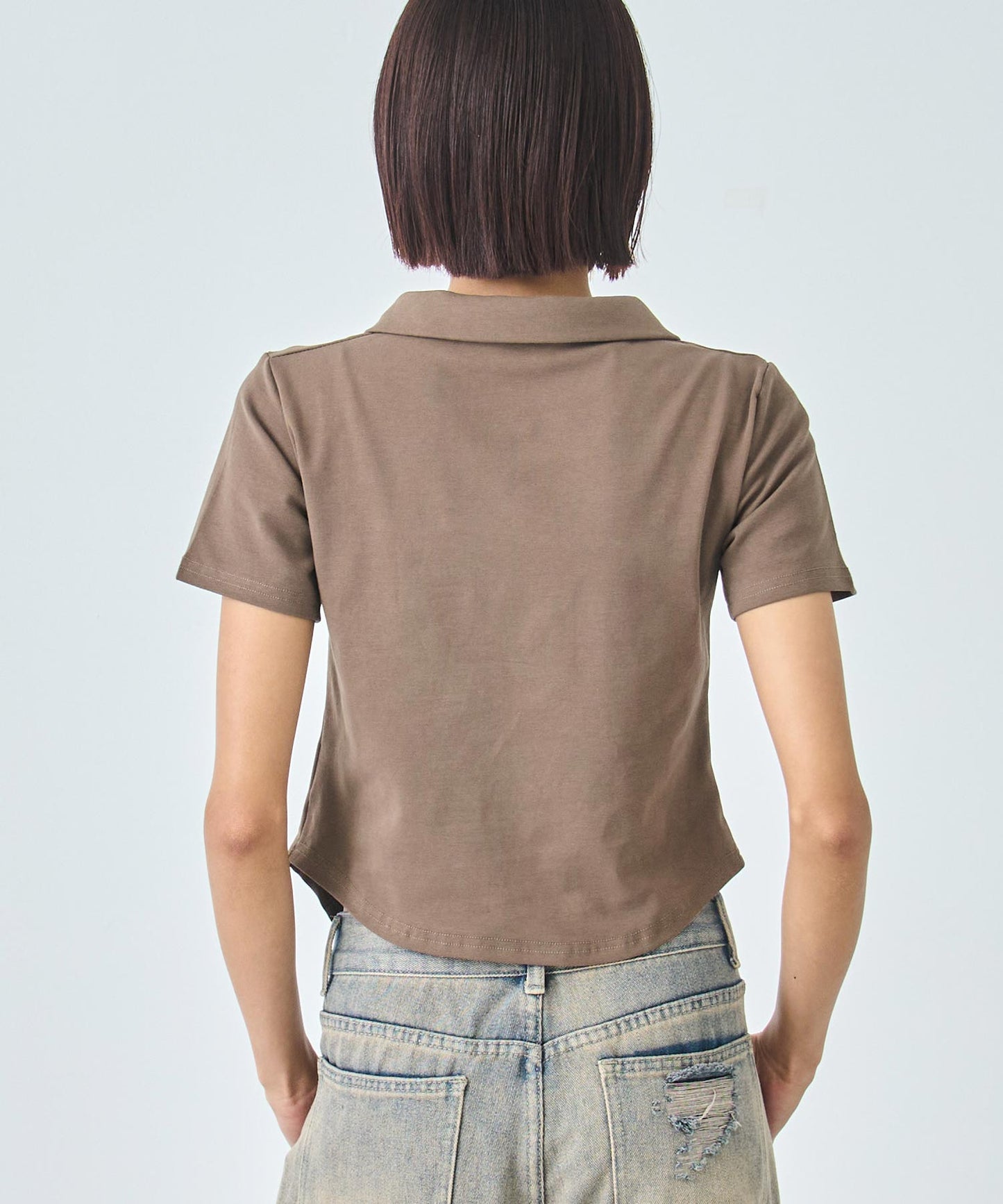ギャザー ZIP 半袖 トップス 153-5811