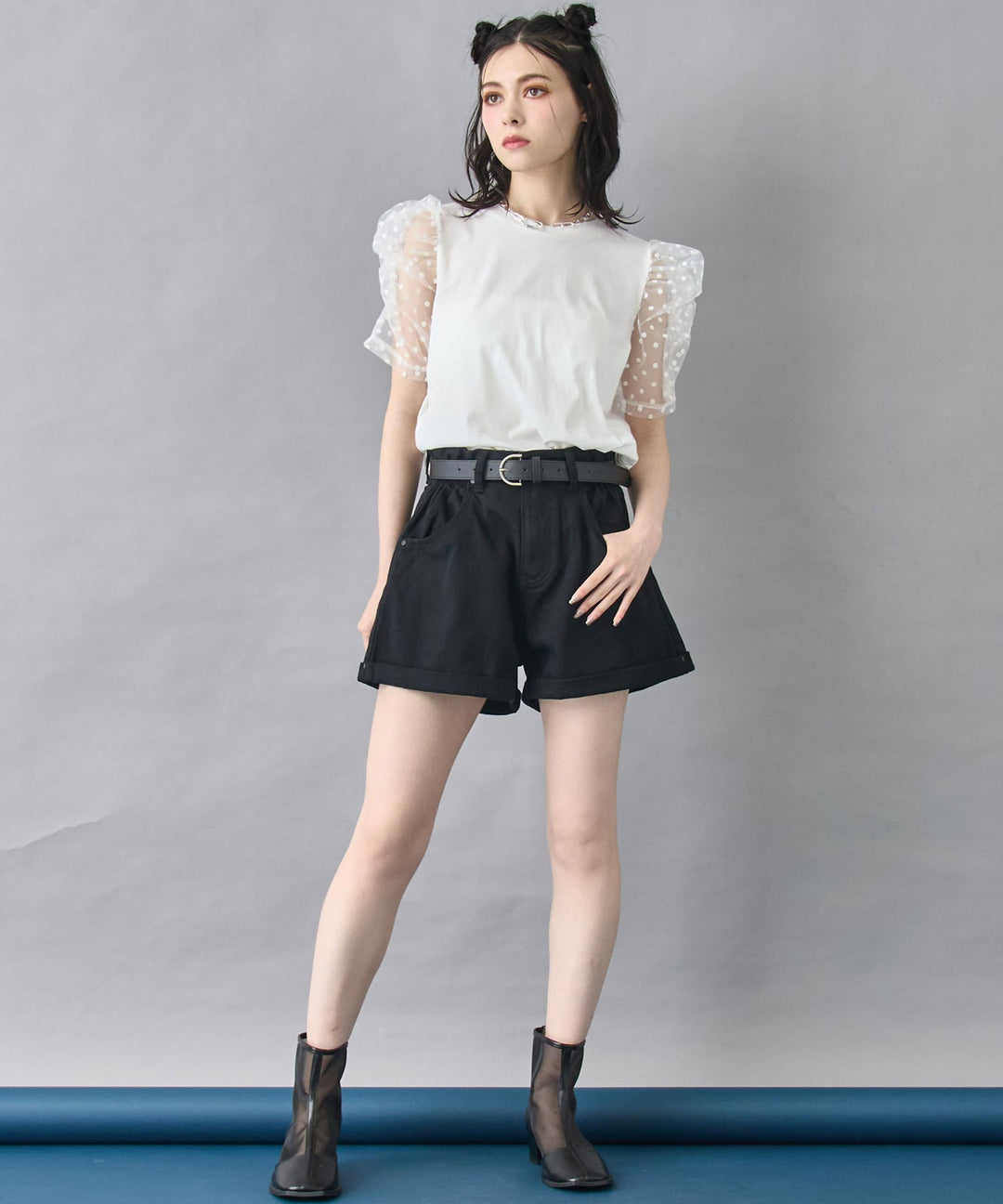 シアー ドット スリーブ Tシャツ トップス 153-5826