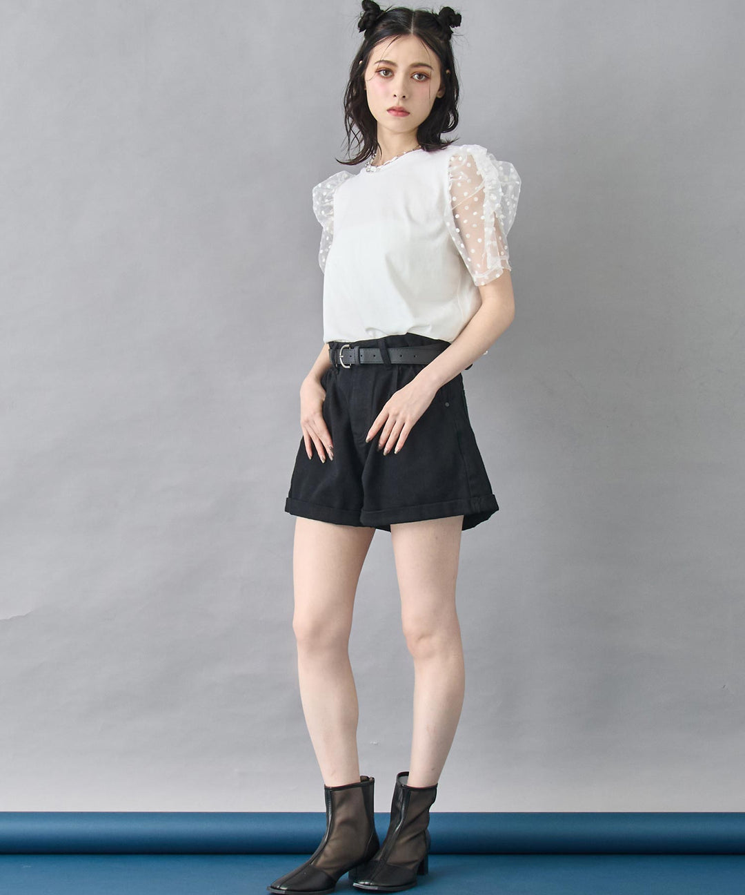 シアー ドット スリーブ Tシャツ トップス 153-5826