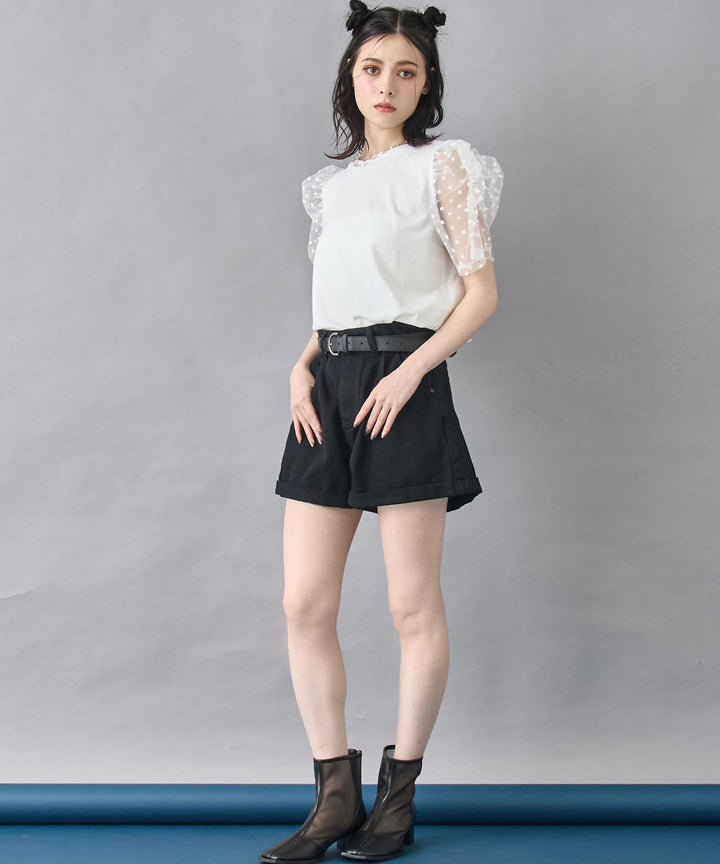 シアー ドット スリーブ Tシャツ トップス 153-5826