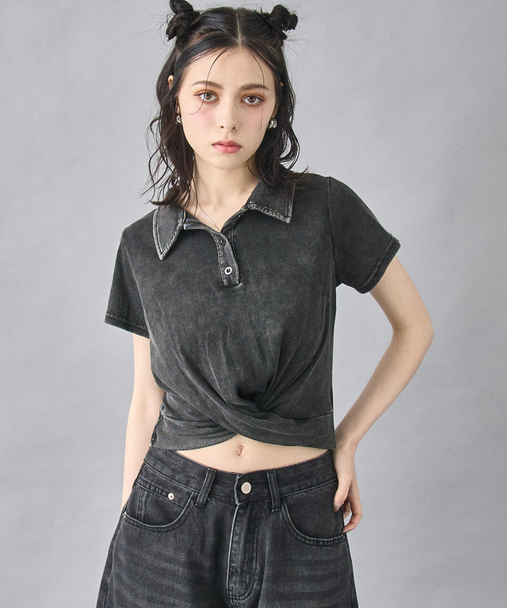 ウエストクロス クロップド ポロシャツ 153-5827