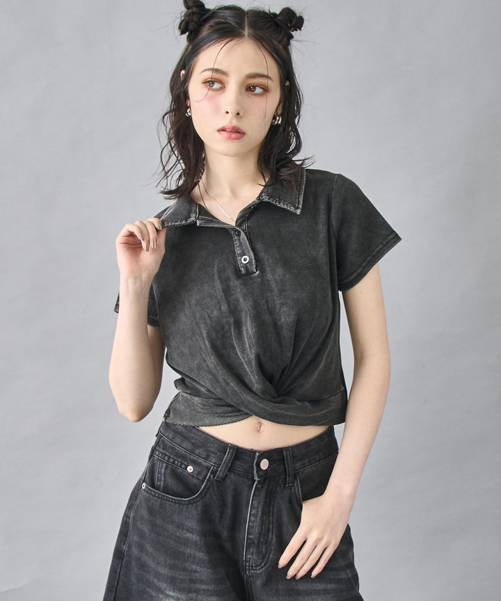 ウエストクロス クロップド ポロシャツ 153-5827