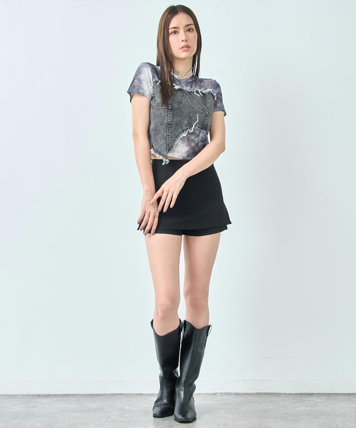 デニム ビスチェ ドッキング ニュアンス シアー Tシャツ 153-5868