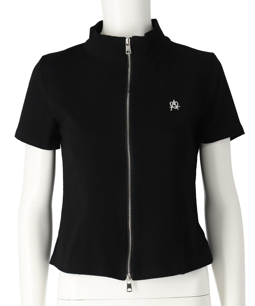 ハート ロゴ モックネック ダブルZIP 半袖 トップス 153-5870