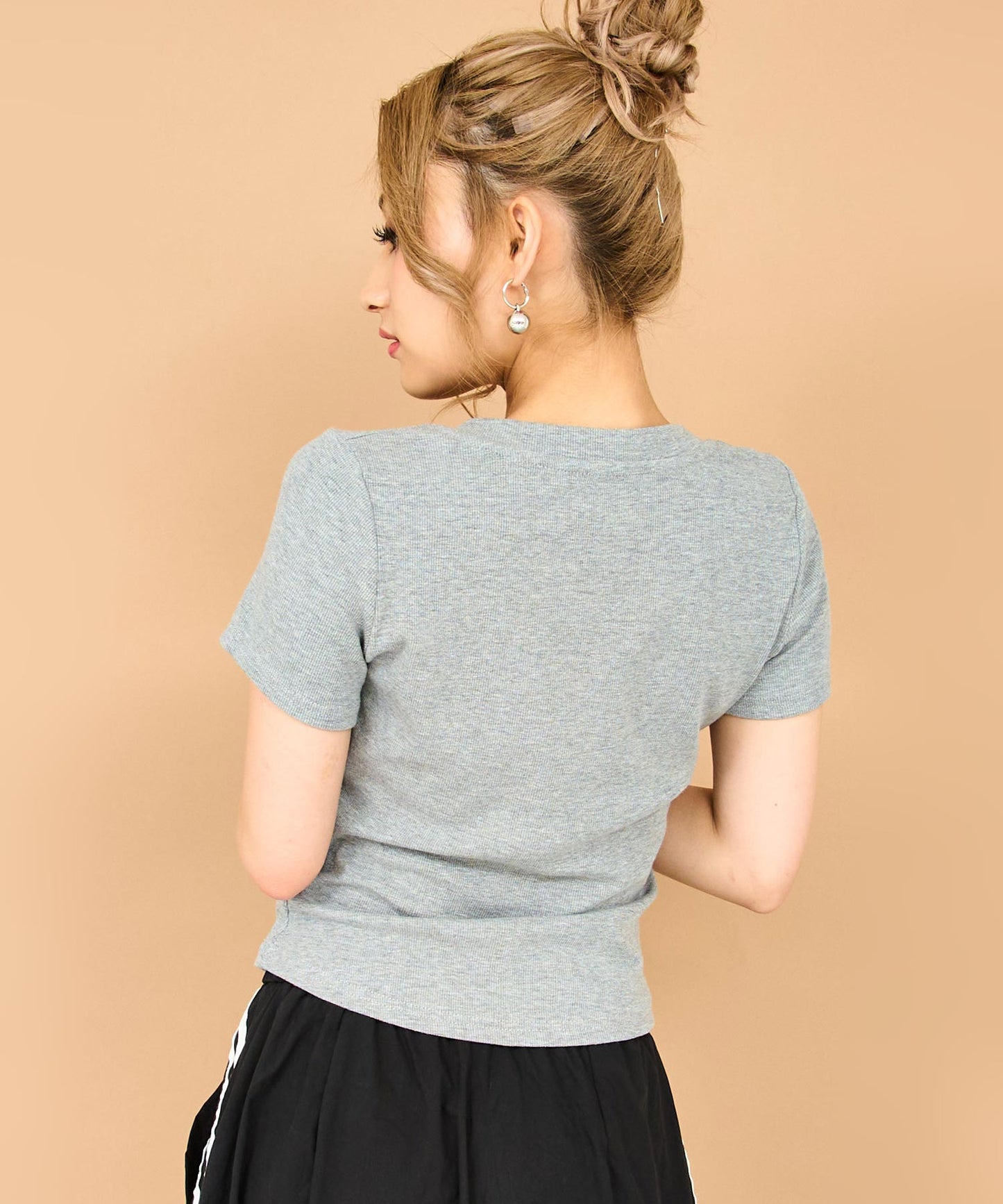 リブ コルセット デザイン Tシャツ トップス 153-5878