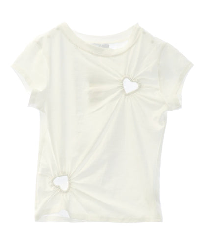 くり抜き ギャザー ハート ストレッチ Tシャツ 153-5889