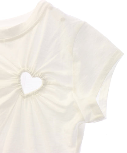 くり抜き ギャザー ハート ストレッチ Tシャツ 153-5889
