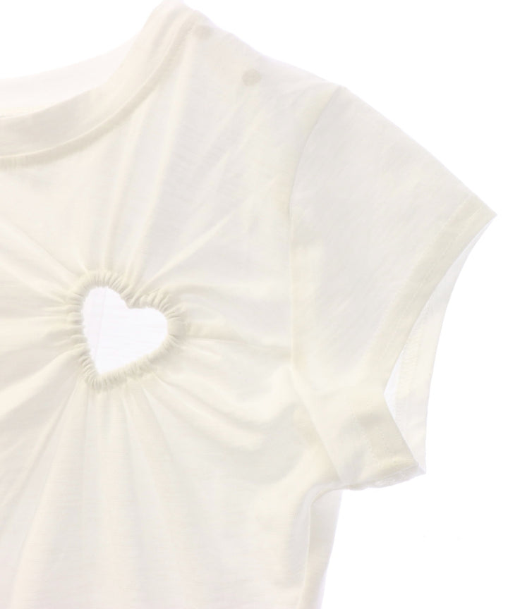 くり抜き ギャザー ハート ストレッチ Tシャツ 153-5889