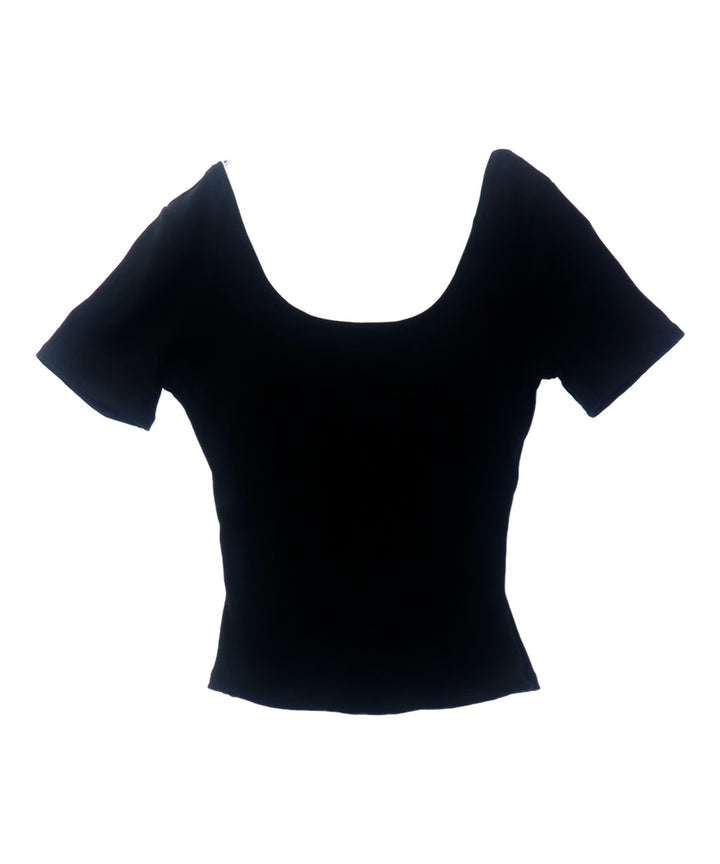 パッド入り 背中キレイ見え リブ Tシャツ 153-5890