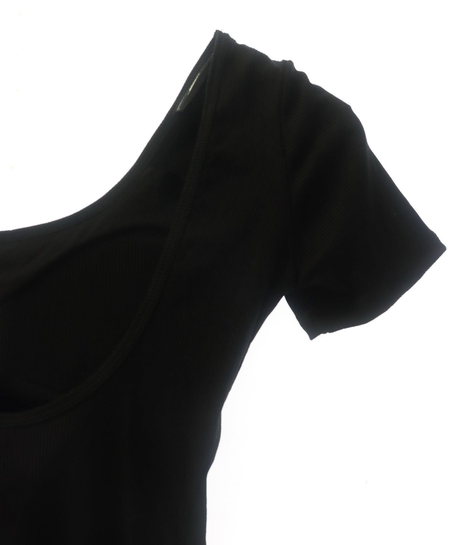 パッド入り 背中キレイ見え リブ Tシャツ 153-5890