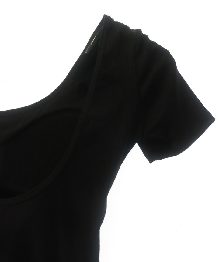 パッド入り 背中キレイ見え リブ Tシャツ 153-5890