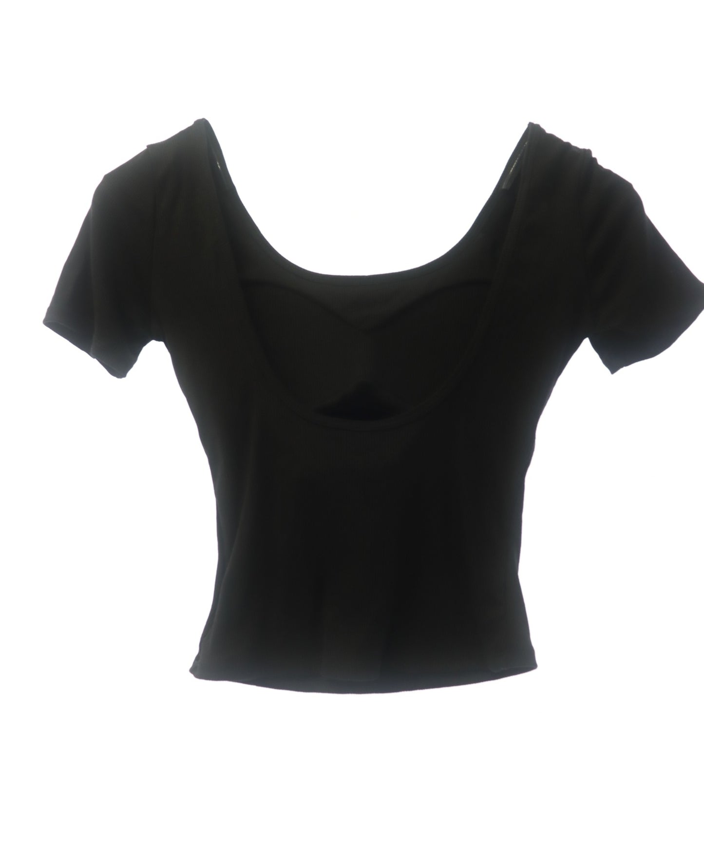パッド入り 背中キレイ見え リブ Tシャツ 153-5890