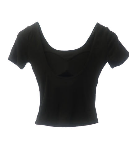 パッド入り 背中キレイ見え リブ Tシャツ 153-5890