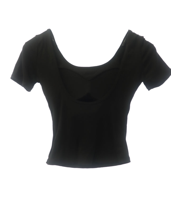 パッド入り 背中キレイ見え リブ Tシャツ 153-5890