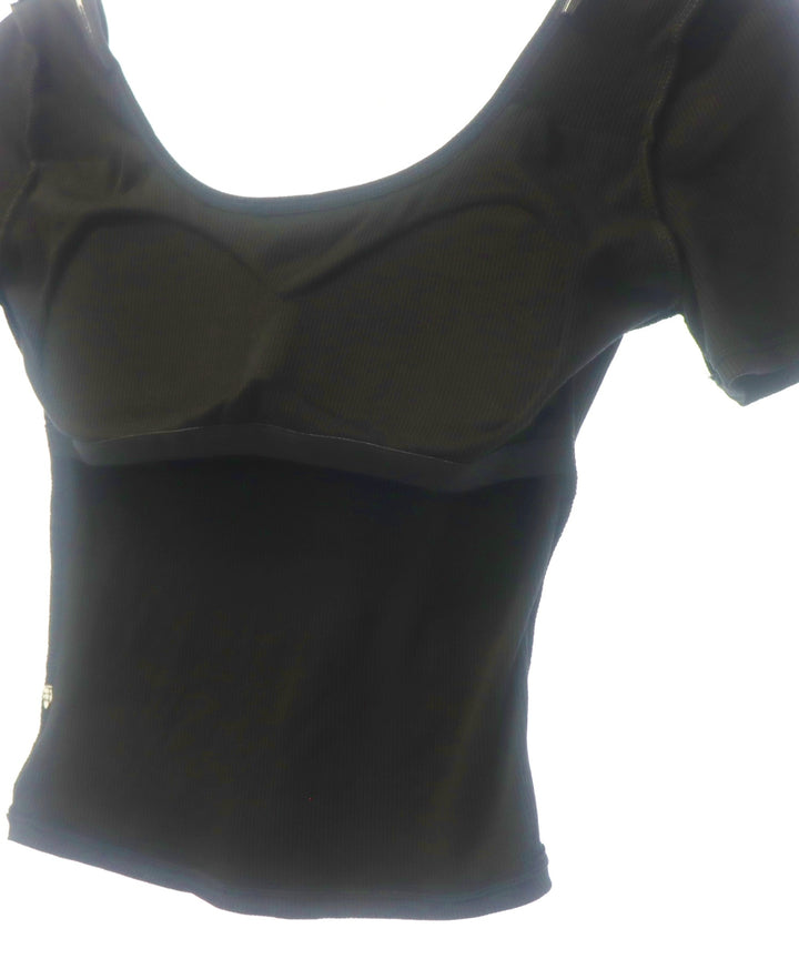 パッド入り 背中キレイ見え リブ Tシャツ 153-5890