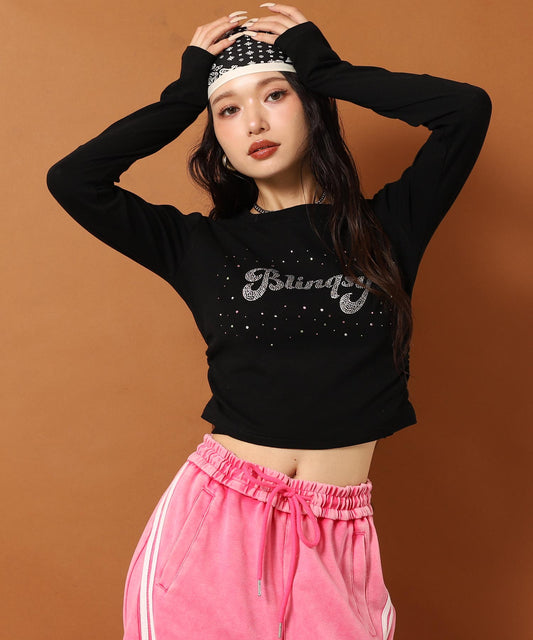 カラフル ラインストーン ロングスリーブTシャツ 153-5958