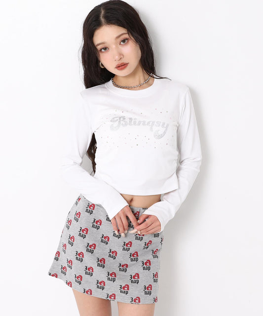 カラフル ラインストーン ロングスリーブTシャツ 153-5958