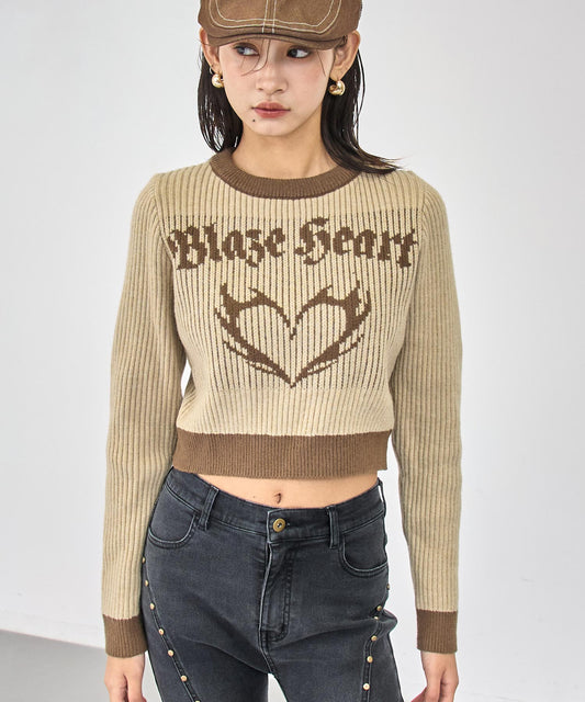 ハートジャガードクロップドタイトニット 153-5960