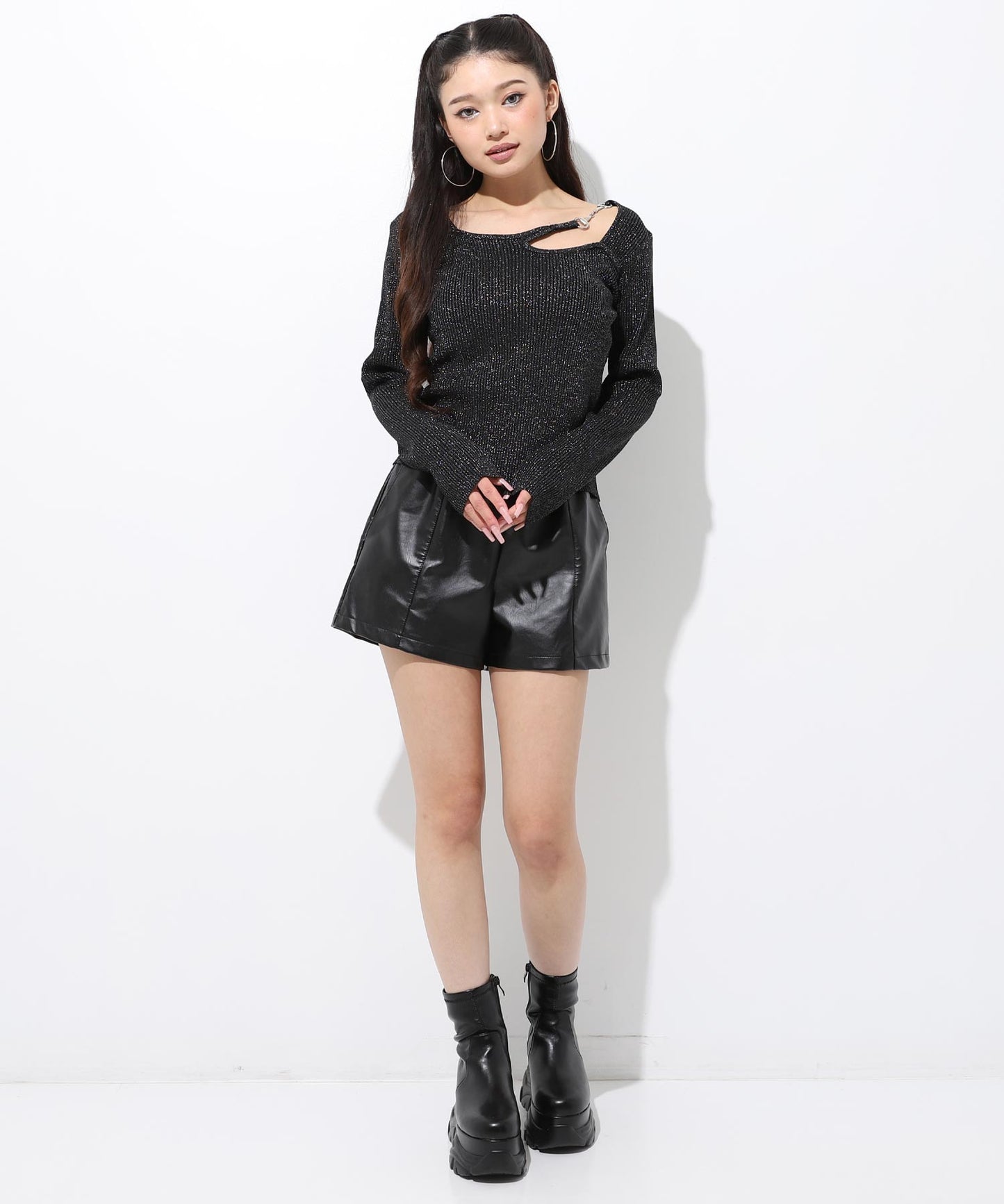 オープンデザイン メタル付き ラメニット 153-5963