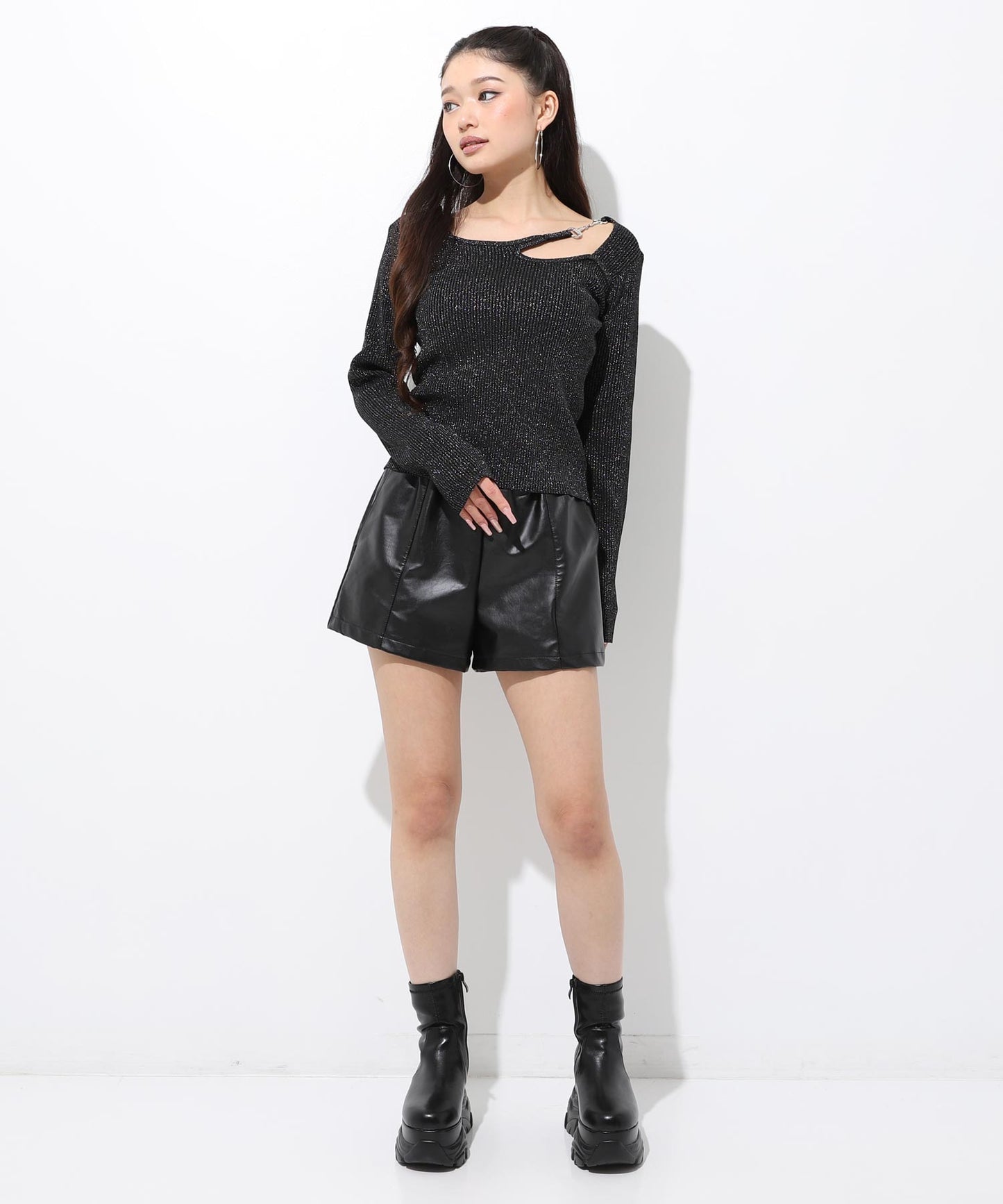 オープンデザイン メタル付き ラメニット 153-5963