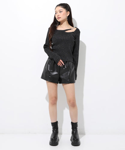 オープンデザイン メタル付き ラメニット 153-5963