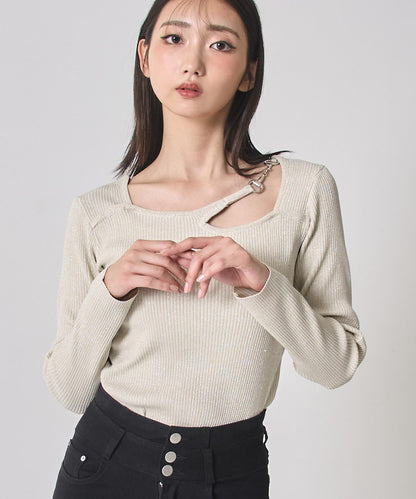 オープンデザイン メタル付き ラメニット 153-5963