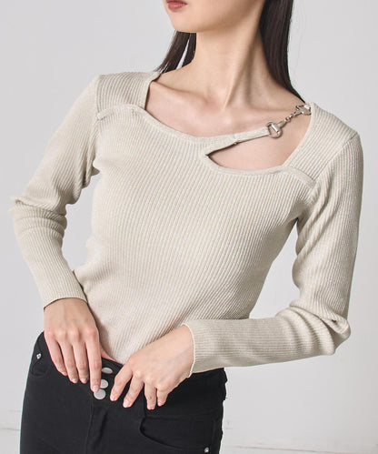 オープンデザイン メタル付き ラメニット 153-5963