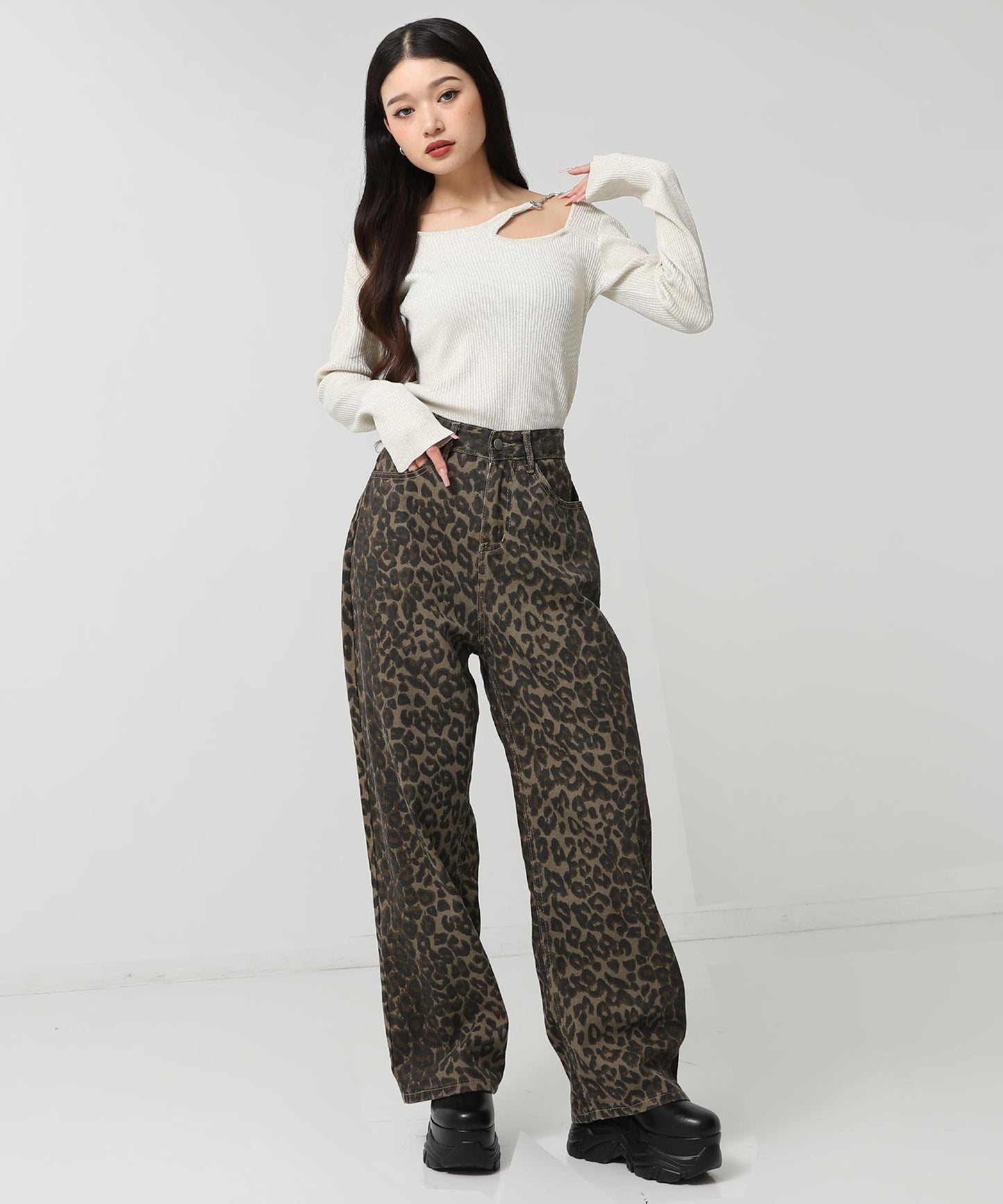 オープンデザイン メタル付き ラメニット 153-5963