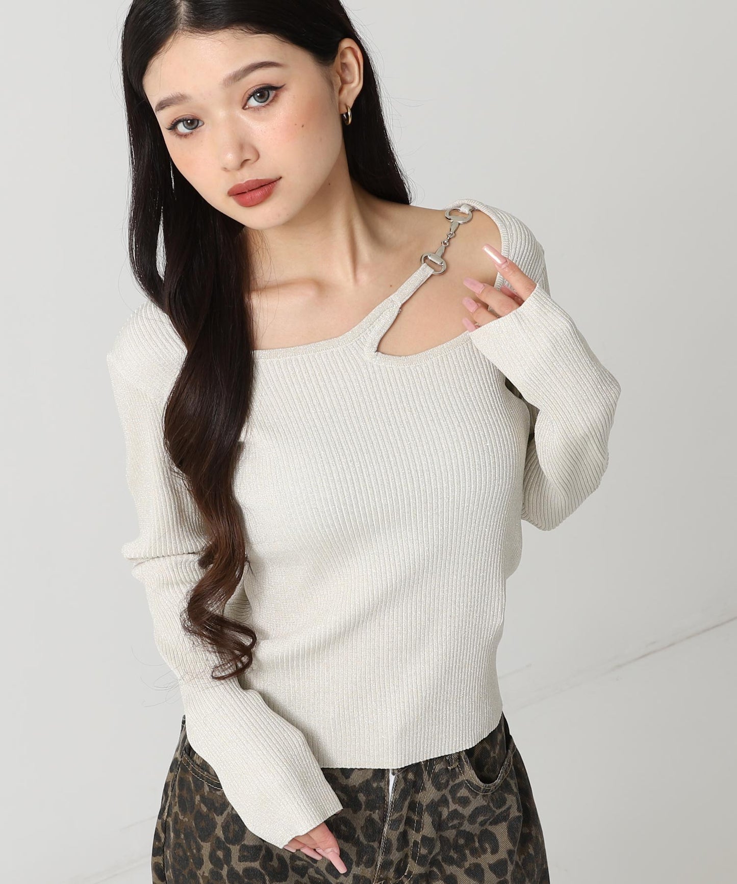 オープンデザイン メタル付き ラメニット 153-5963