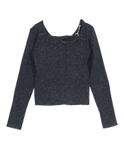 オープンデザイン メタル付き ラメニット 153-5963