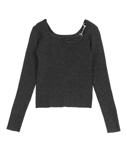 オープンデザイン メタル付き ラメニット 153-5963