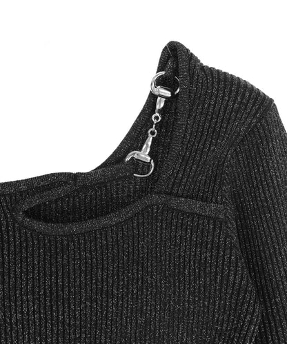 オープンデザイン メタル付き ラメニット 153-5963