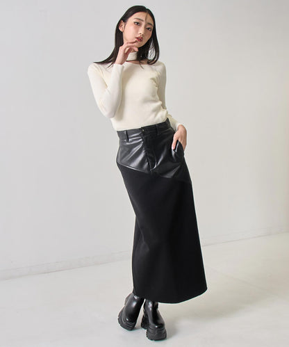 チョーカーネック オープンショルダー リブニット 153-5964