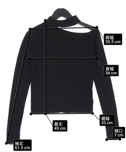 チョーカーネック オープンショルダー リブニット 153-5964