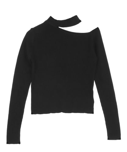 チョーカーネック オープンショルダー リブニット 153-5964