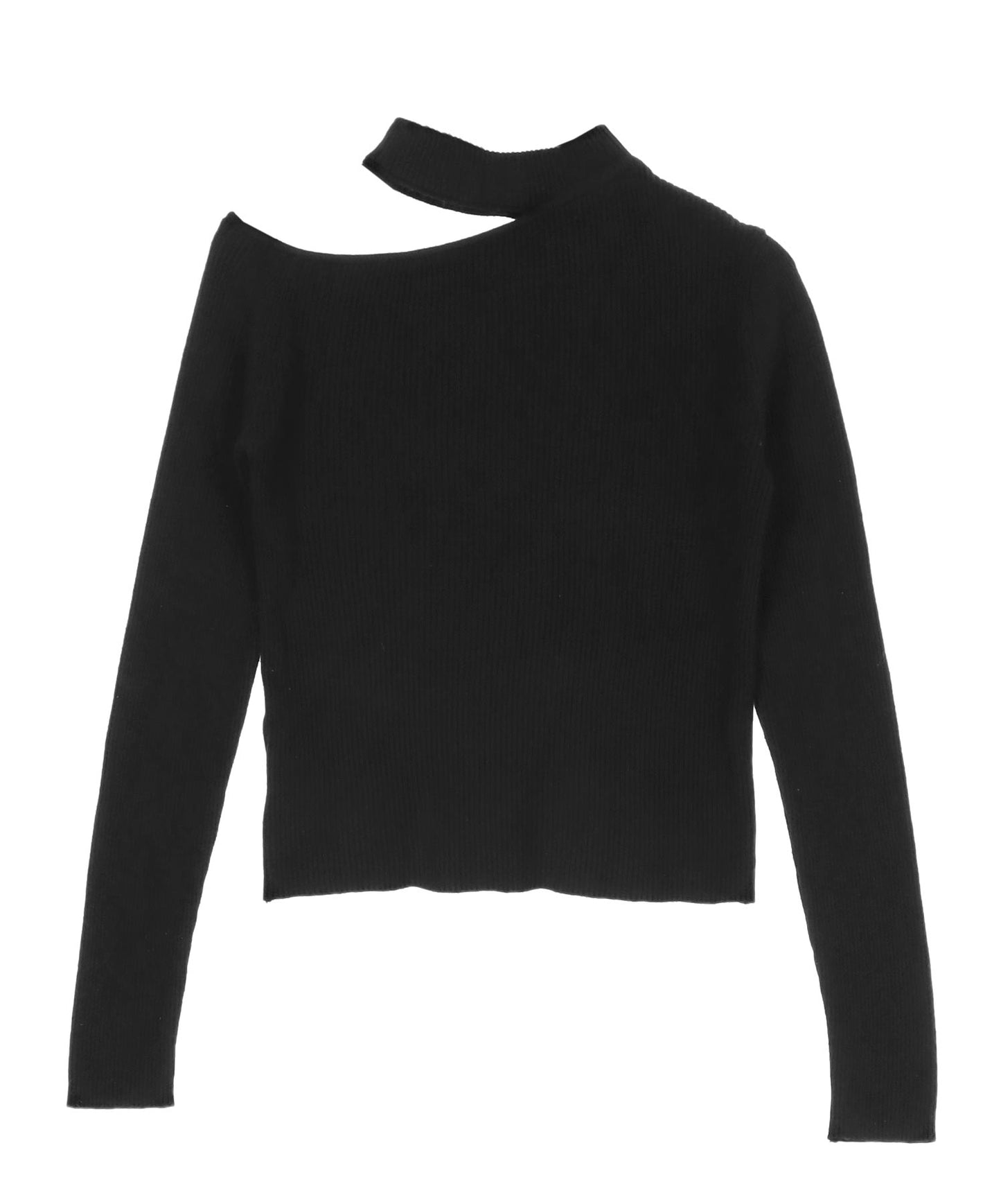 チョーカーネック オープンショルダー リブニット 153-5964