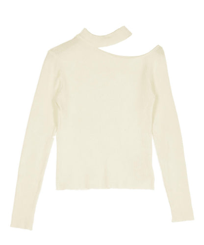 チョーカーネック オープンショルダー リブニット 153-5964