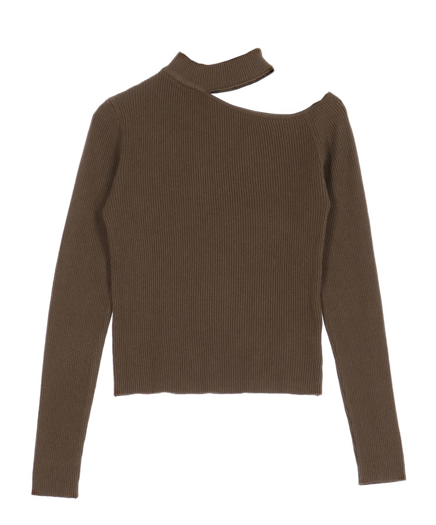 チョーカーネック オープンショルダー リブニット 153-5964