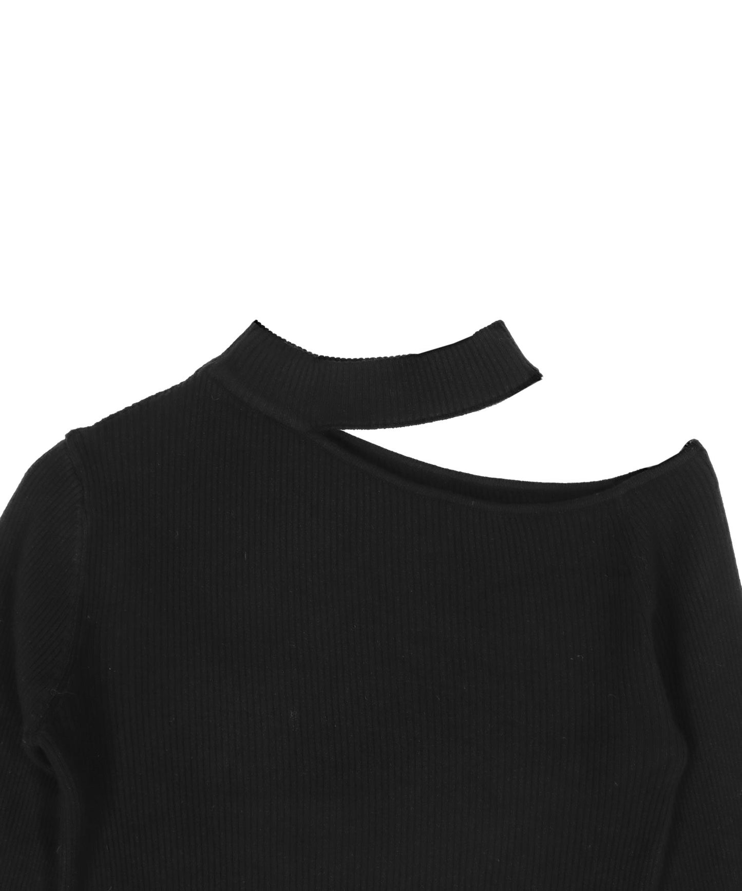 チョーカーネック オープンショルダー リブニット 153-5964