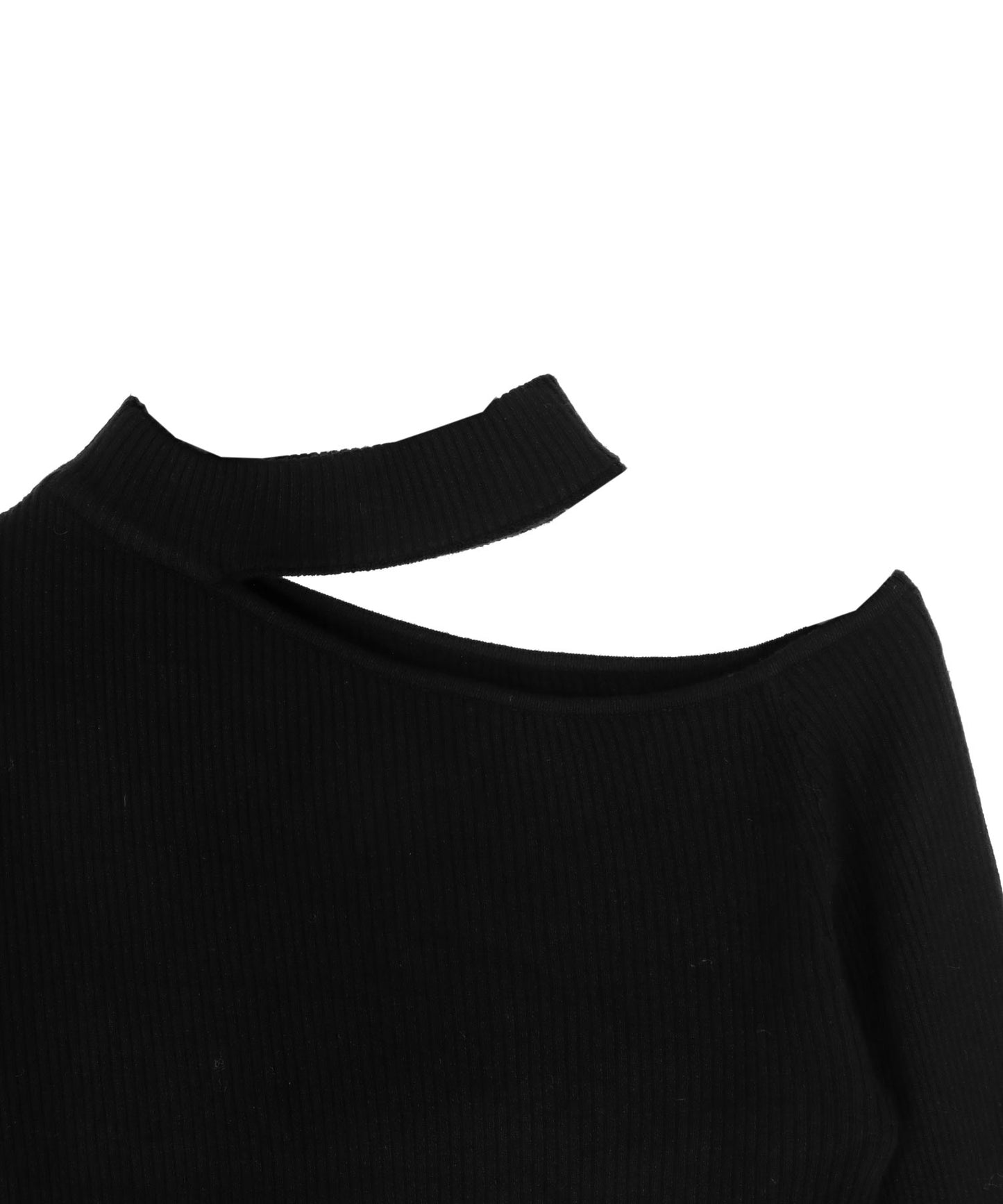 チョーカーネック オープンショルダー リブニット 153-5964