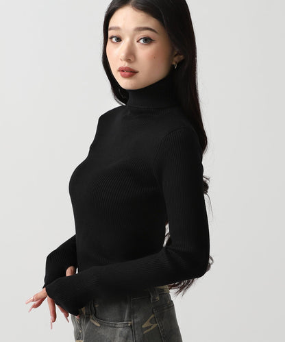 タトールネック リブ ニット トップス 153-5965