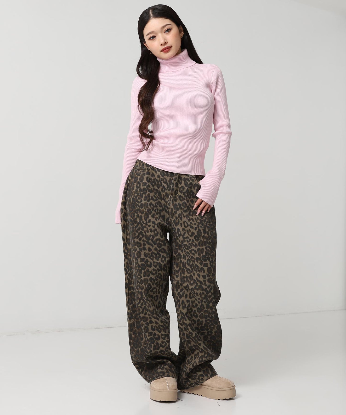 タトールネック リブ ニット トップス 153-5965